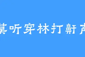 莫听穿林打鼾声