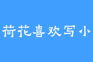 天雨荷花喜欢写小说家