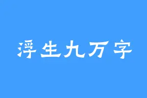浮生九万字