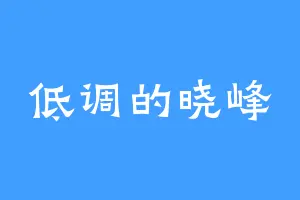 低调的晓峰