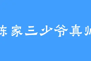 陈家三少爷真帅